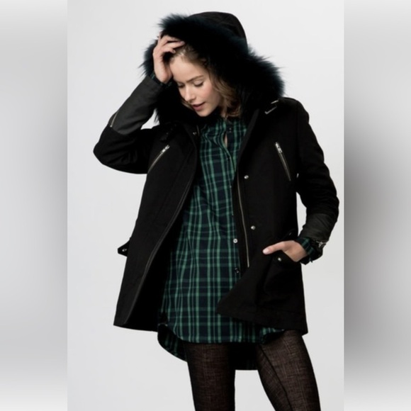 Maje black hooded coat size 1-36 - Picture 1 of 14